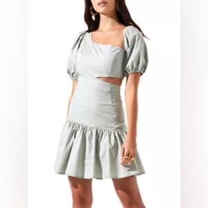 ASTR The Label Mayfair Side Cut Out Puff Sleeve Mini Dress